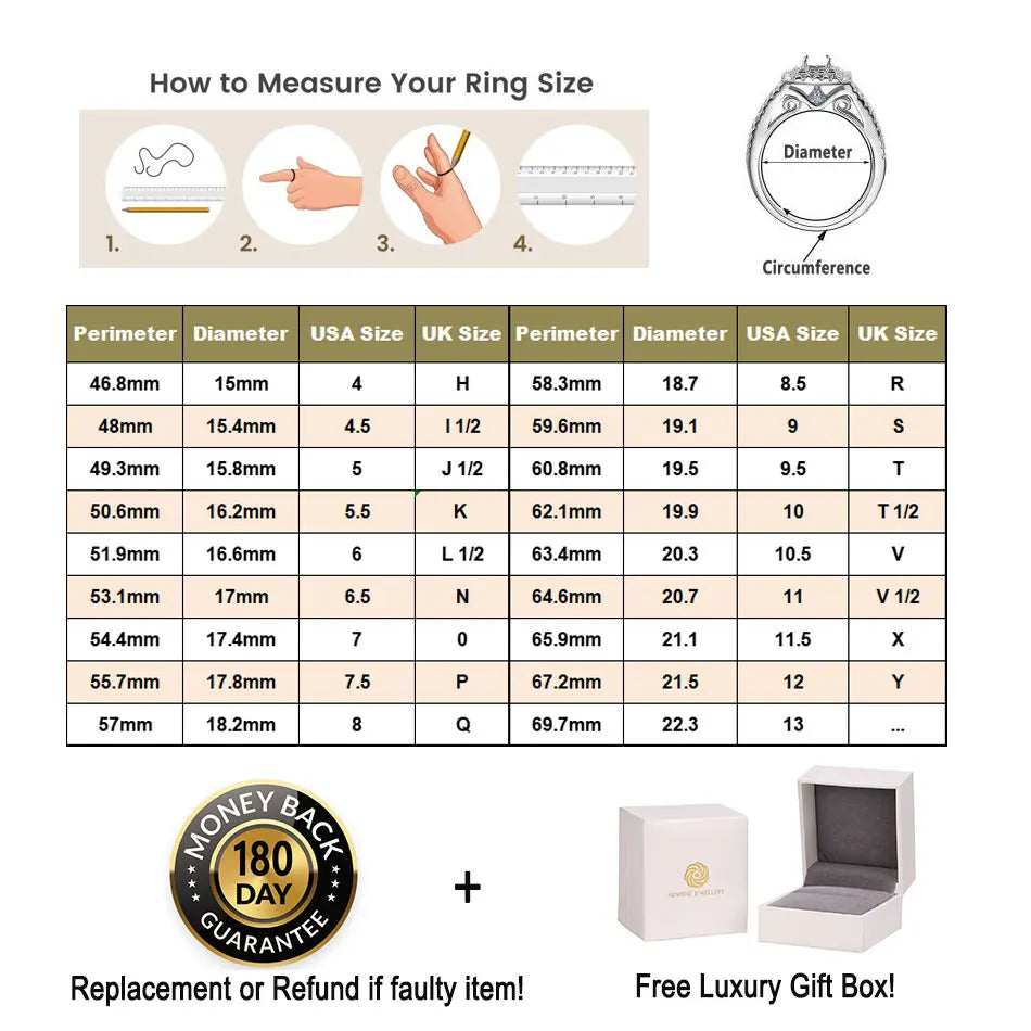 Newshe Full Moissanite 925 Sterling Silver Enhancers Wedding Band for Women Engagement Ring Size 5-12