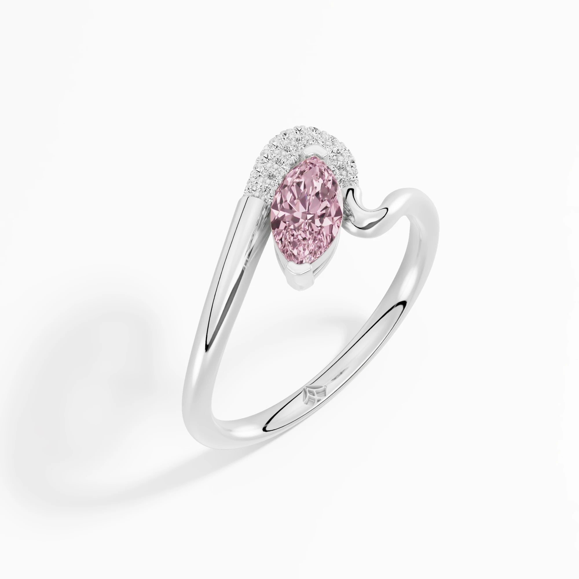 Wholesale Pink Marquise White Moissanite Classic Prong Set Certified Eternity Band Ring 0.69 Ctw Rhodium Plated B2B Bulk Orders