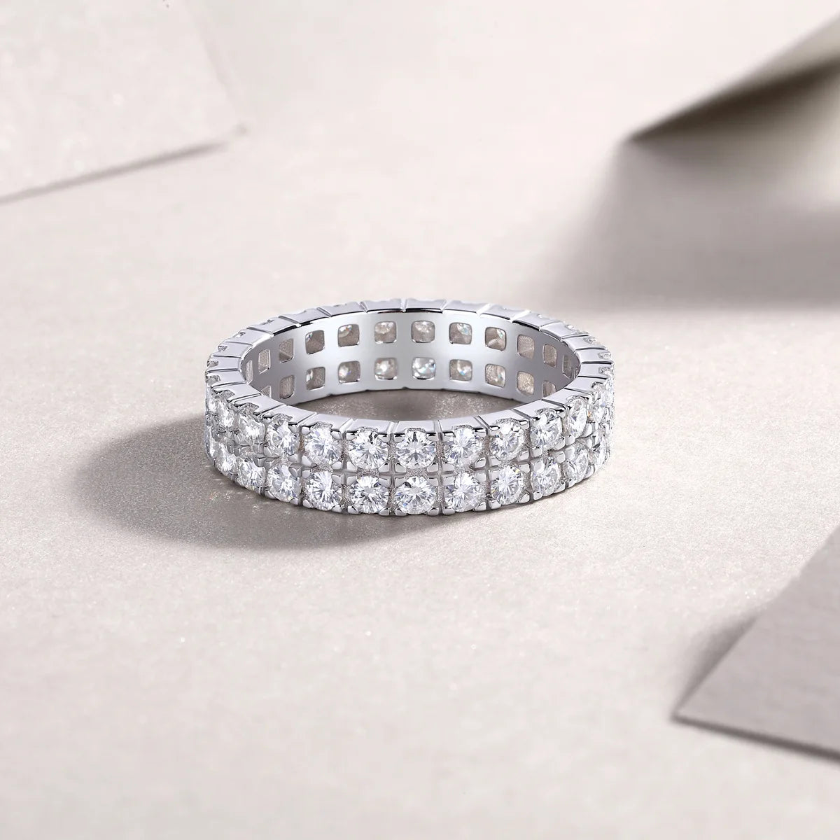 D Color Women Moissanite Ring s925 Silver Round Cut Moissanite Row Rings for Women Luxury Women Full Moissanite Ring