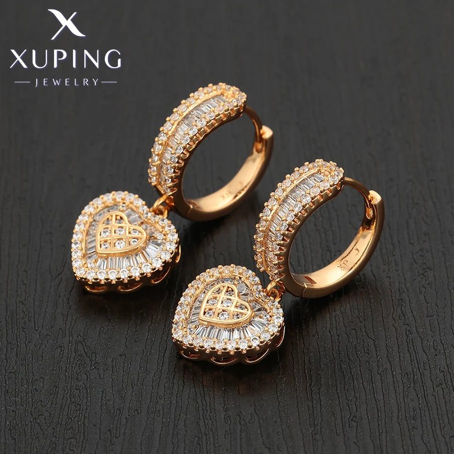 Xuping Jewelry Fashion Romantic Love Style Gold Color Huggies Earrings for Women Girlfriend Party Gift X001002627