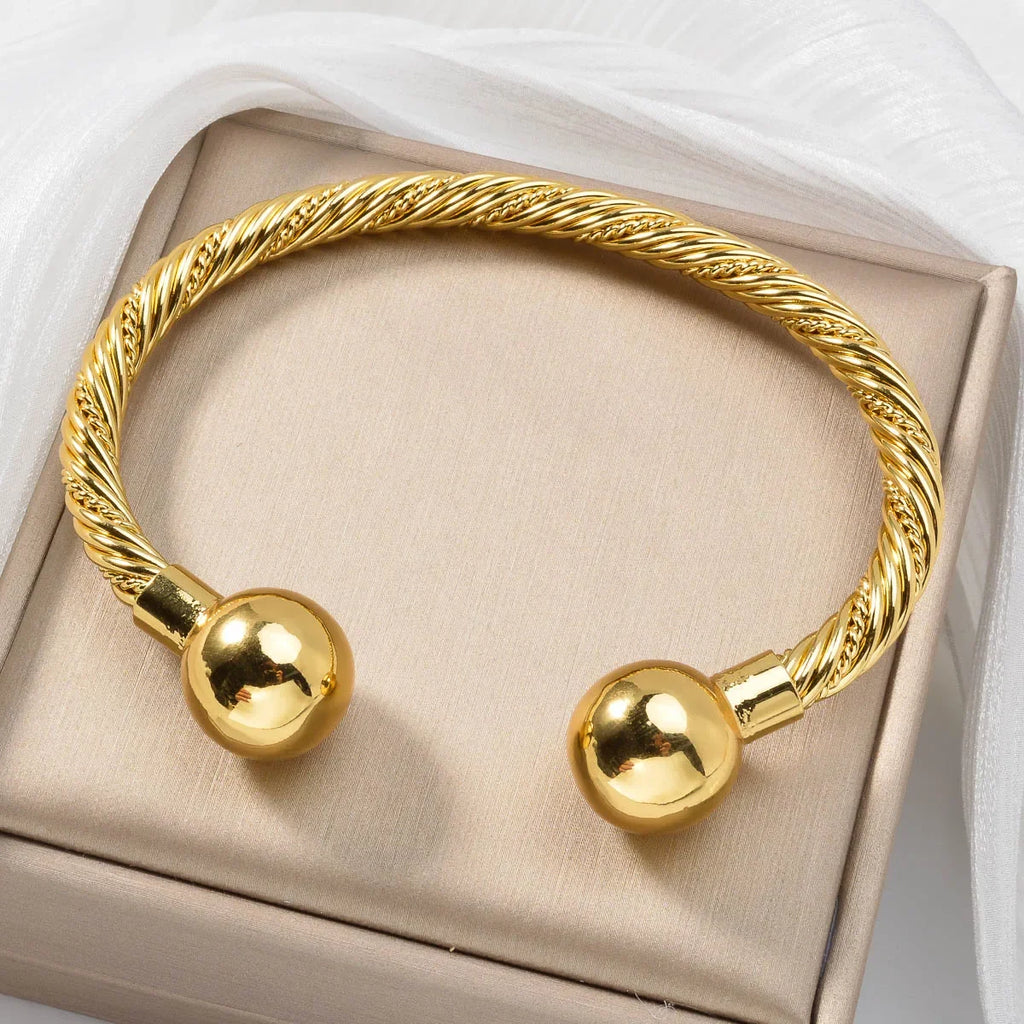 Diana Baby Jewelry on Hand 18K Gold Plated Bangle Women Jewelry Luxury Twist Charms African Cuban Dubai Birthday Gift Female