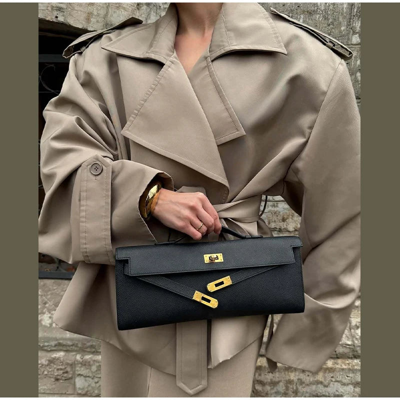Casual Loose Jackets Women Lapel Long Sleeves Belt Double Breasted Short Windbreaker 2025 Spring Fashion Chic Streetwears Lady