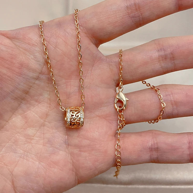 SYOUJYO Trendy Little Waist Necklace For Women 585 Rose Gold Color Fine Jewelry Luxury Party Long Pendants Clavicle Necklace
