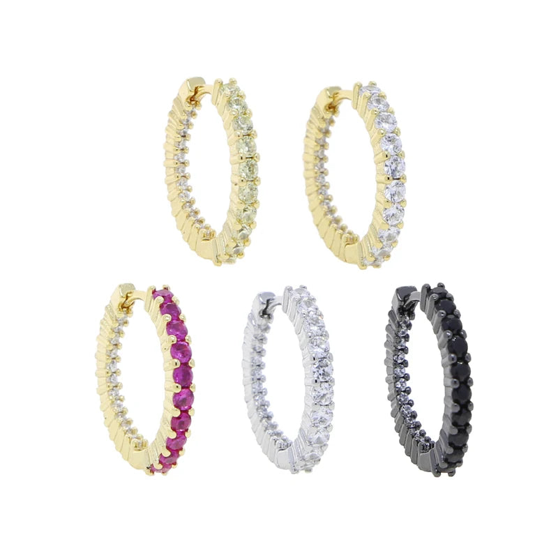 5 Color 20MM 40MM Two Sized Huggie Hoop Earring Yellow Red Whit Black Cubic Zirconia Classic High Quality Fashion Women Jewelry