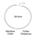 Stainless Steel Necklace Shiny Crystal White Green Cubic Zircon Choker Necklaces For Women Tennis Chain Necklace Jewelry Gift