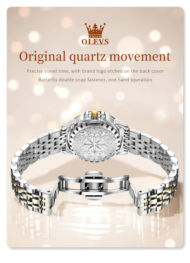 OLEVS 9931X Women Watches Fashion Original Fragrant Quartz Watch Waterproof Rhombus Stainless Steel Date Perfume Ladies Watches