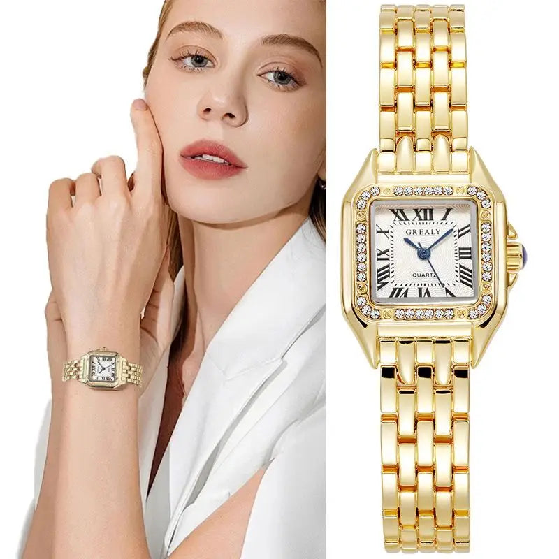 Luxury Women's Watches Classic Brand Square Ladies Quartz Wristwatches Alloy Strap Business Female Clock Bracelet watch