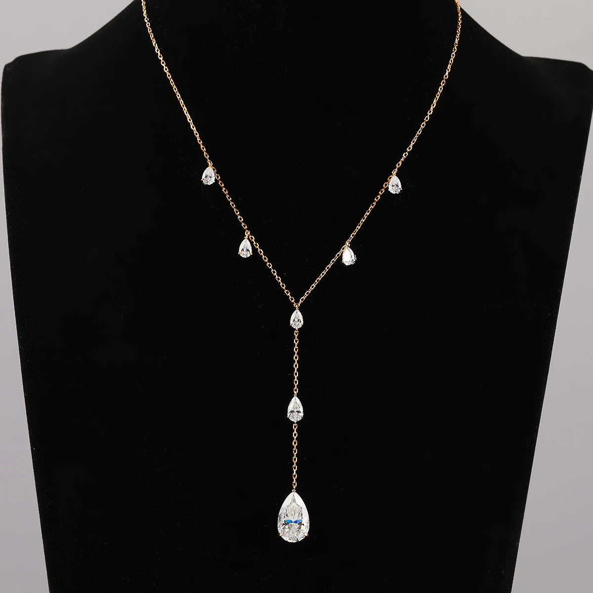 11.5carat Waterdrop All Moissanite Pendant Neclace with Certificates 925 Silver Pear Cut Diamond Long Tassel Neckchain for Women