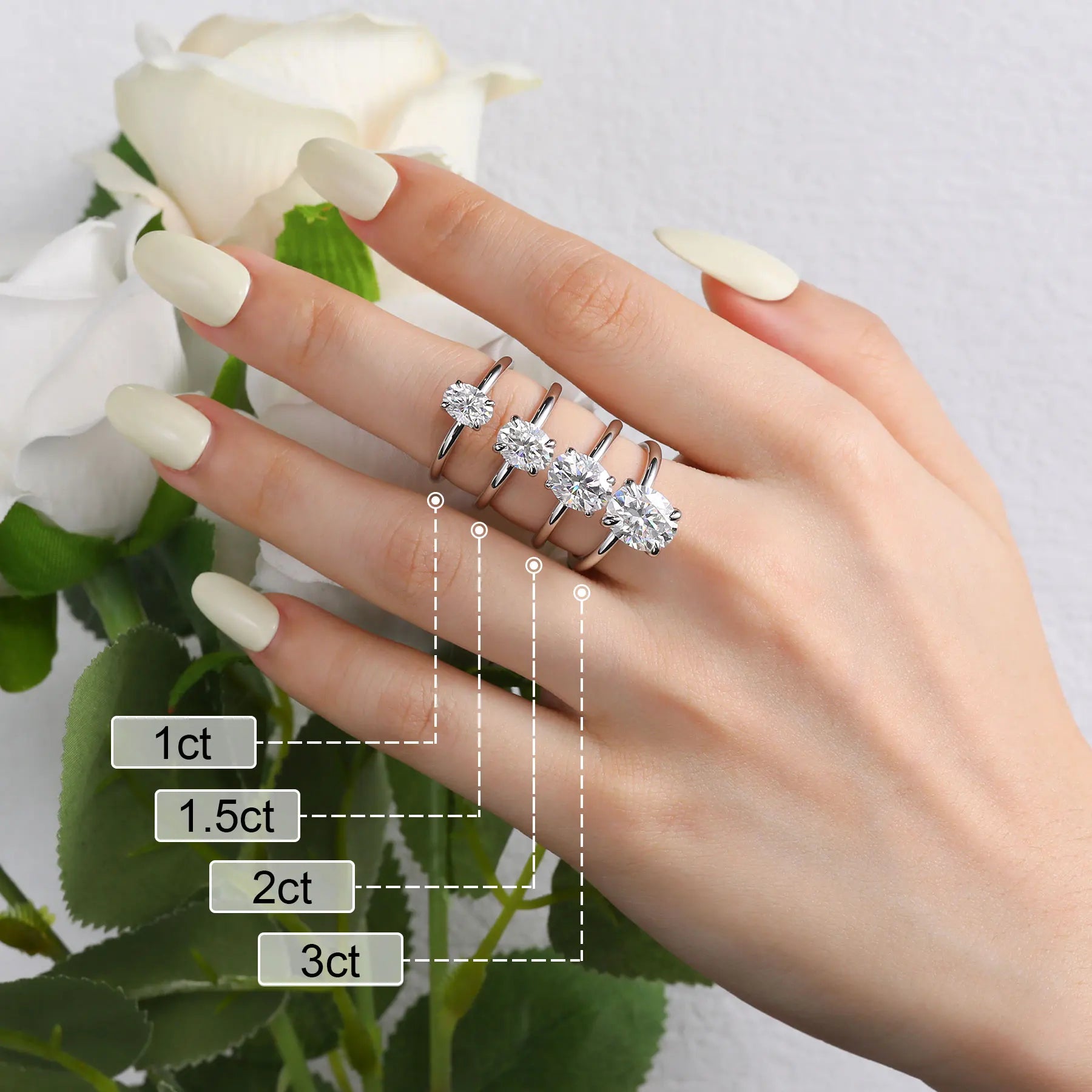 M-JAJA 1-3ct Moissanite Engagement Ring for Women Oval Cut D VVSI Diamond Wedding Band Bridal Sets S925 Silver Solitaire Ring