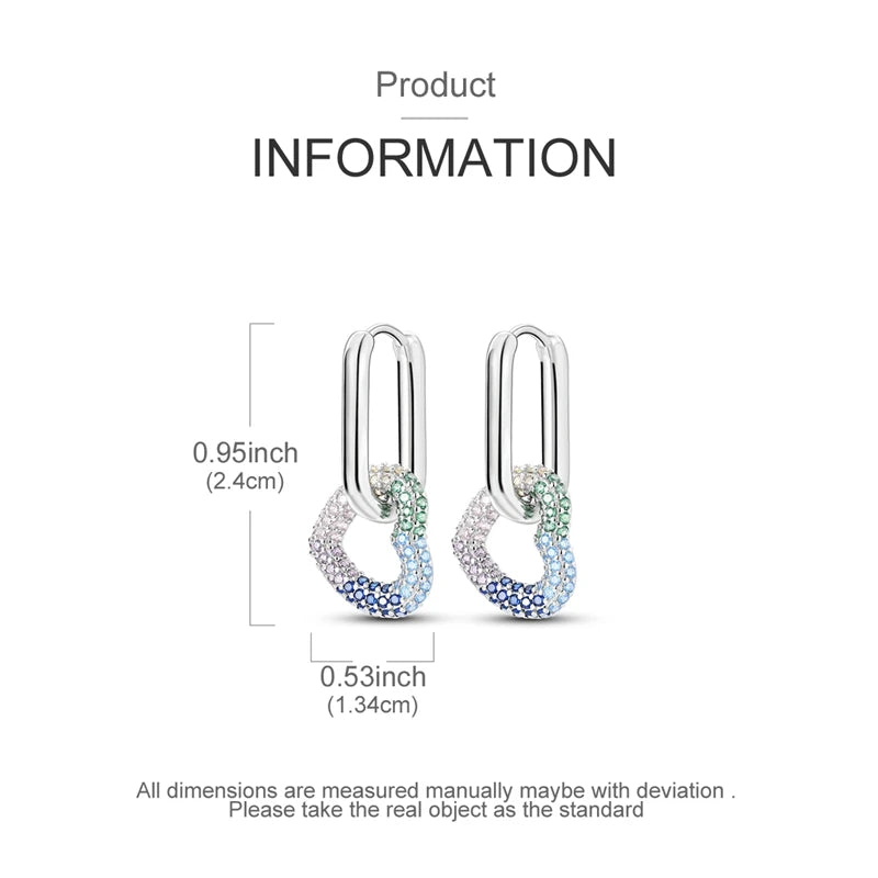 Earrings 925 Sterling Silver Hoop Earring Sparkling Pavé U-Shaped Double Hoop Earring for Women Girls Party Wedding Jewelry Gift