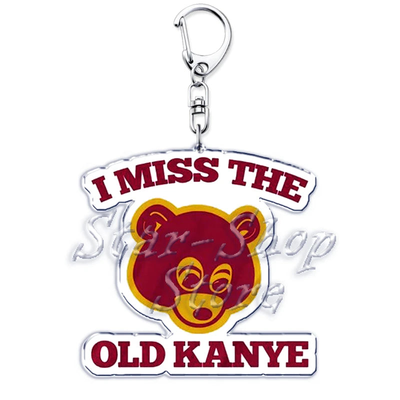 Popular Rapper YE Keychains for Accessories Bag Graduation Kanye Dropout Bear Key Chain Keyring Jewelry Fans Friends West Gifts