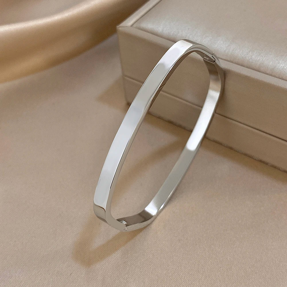 Greatera 5/8mm Wide Bracelet Square Adjustable Delicacy Original Design Stainless Steel Popular Men Women's Bangle Jewelry Gift