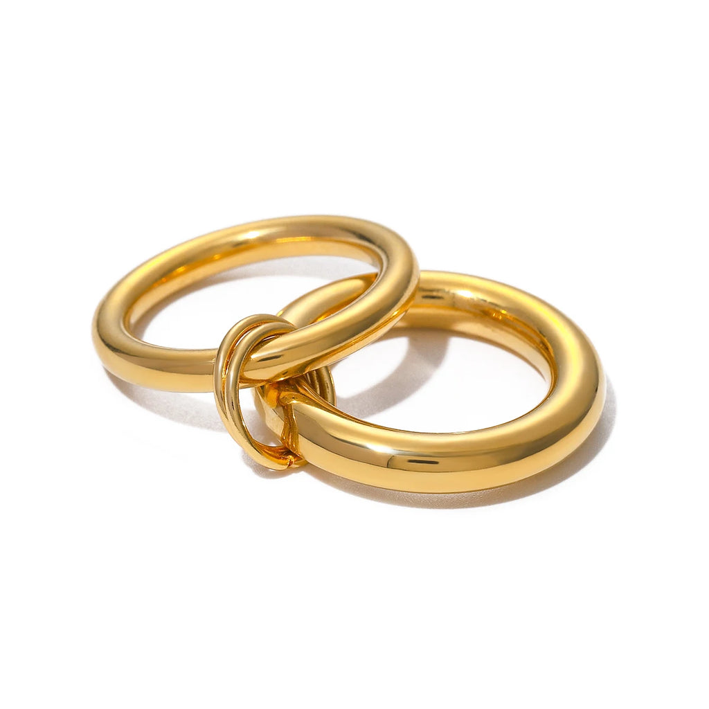 Yori Dainty 18K Gold Plated Stainless Steel Stacking Ring for Women Hypoallergenic Waterproof Fine Jewelry
