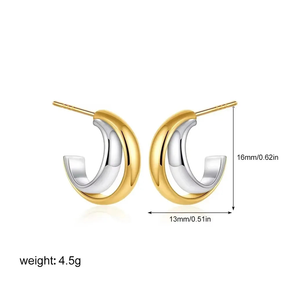 Stainless Steel Mix Color PVD Round Tube O-Shaped Hoop Earrings for Women Vintage Zircon Huggie Ear Ring Waterproof Jewelry Gift
