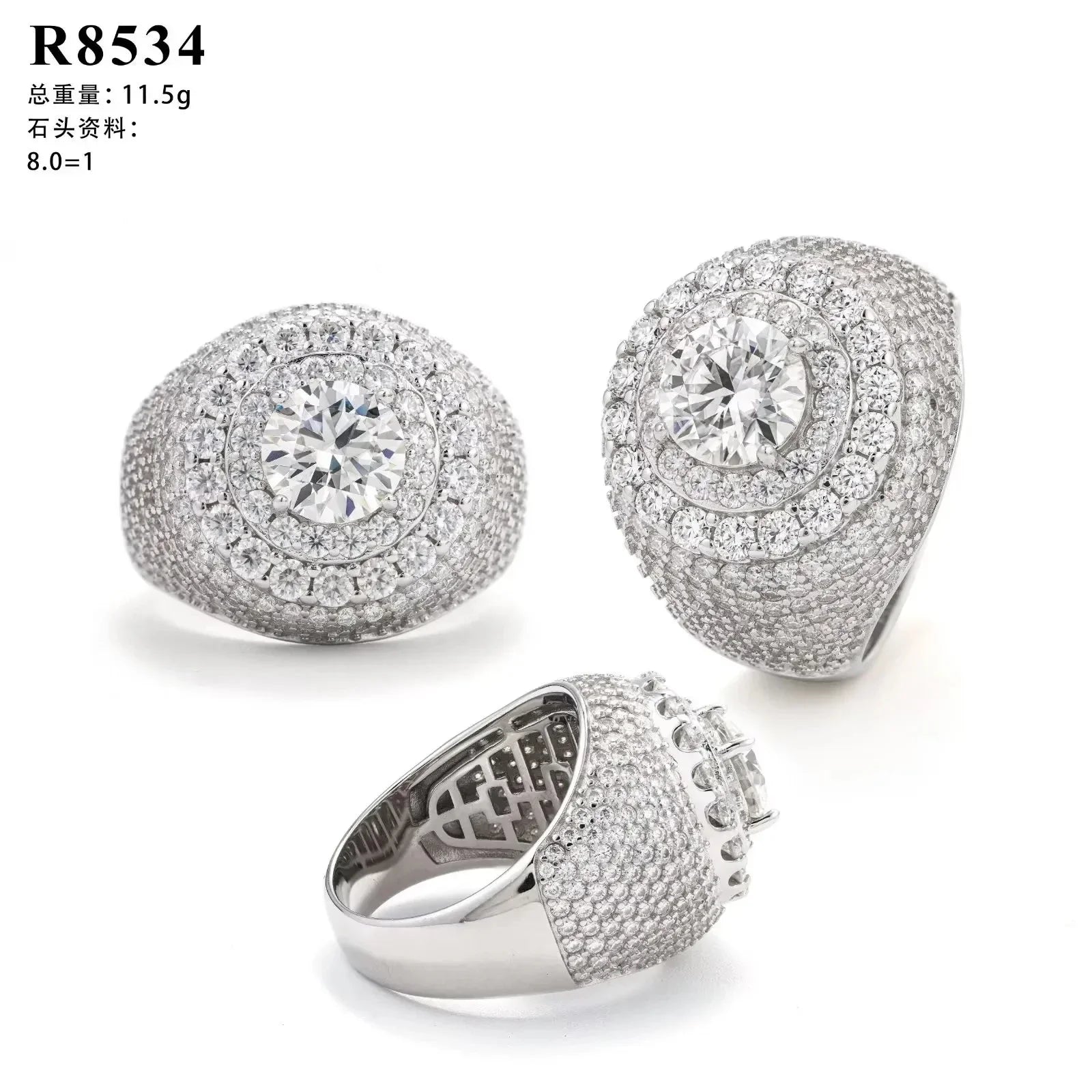 New  Modern Moissanite Rings for Men Hip hop Mosaic Ring Original 925 Sterling Silver Jewelry Moissanite Diamond Rings for Men