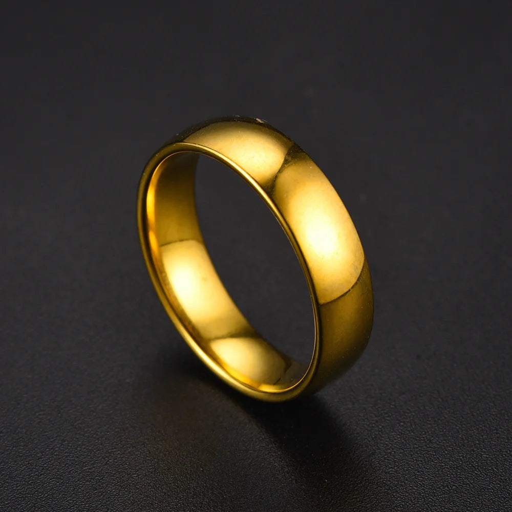 New Style Fashion Gold Plated Zircon Stainless Steel Couple Rings For Women Men Engagement Ring Valentine Day Gift Size 6-12