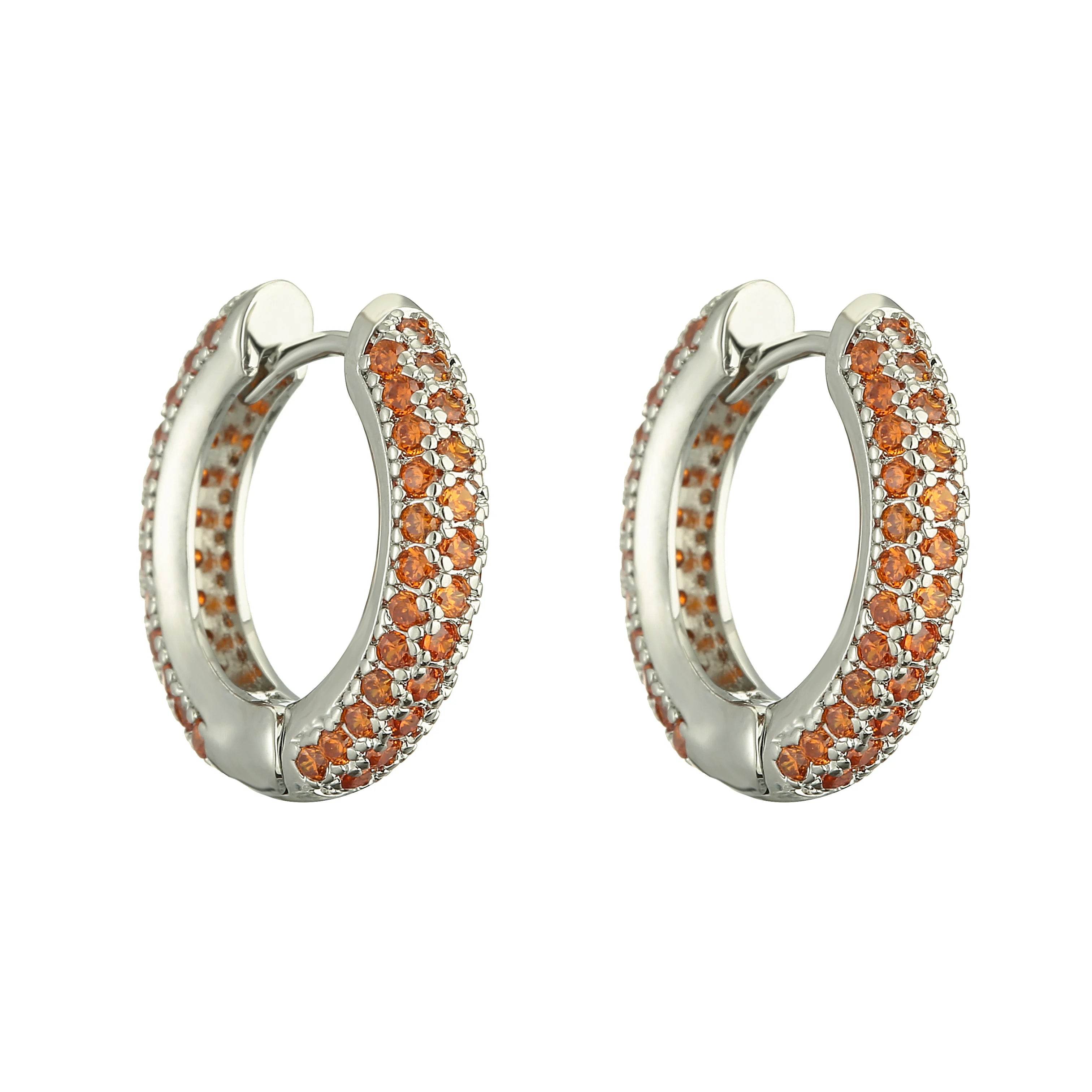 18K Gold Plated Brass Huggie Earrings with CZ Zircon Thin Ear Hoops Earring for Women Round Colorful Earring Piercing