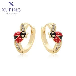 Xuping Jewelry Fashion Romantic Love Style Gold Color Huggies Earrings for Women Girlfriend Party Gift X001002627