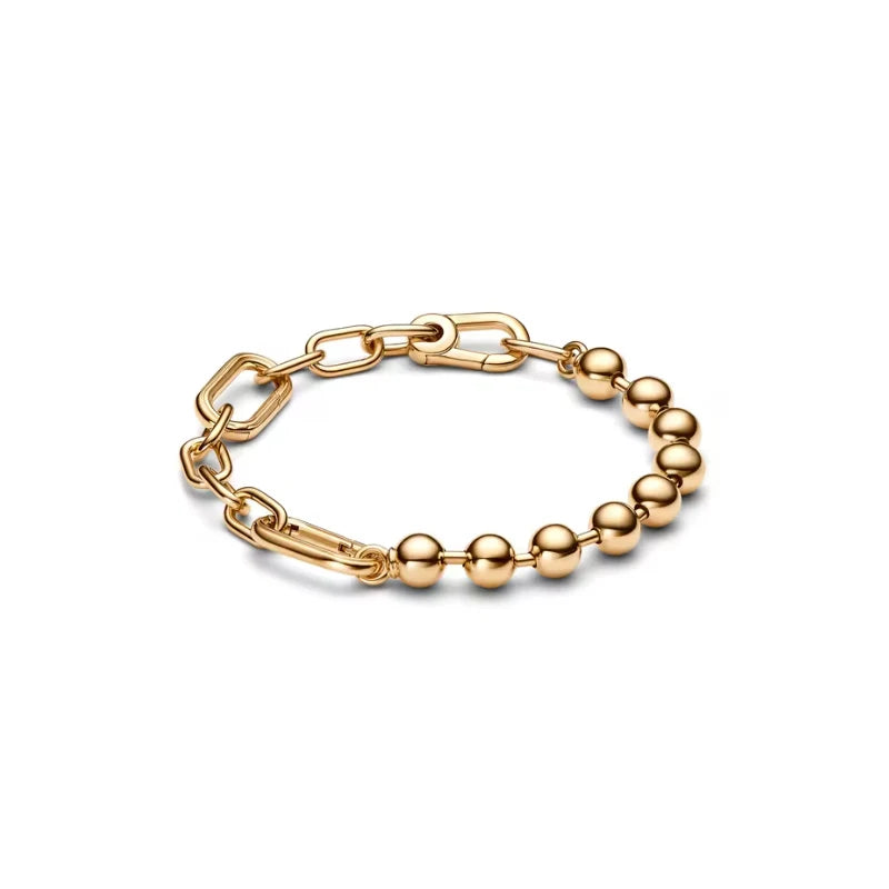 925 Silver original 17-21CM Pearl Heart-Shaped Hard Ring Square Buckle Round Bracelet Fit for DIY Mini Birthday Jewelry Gifts