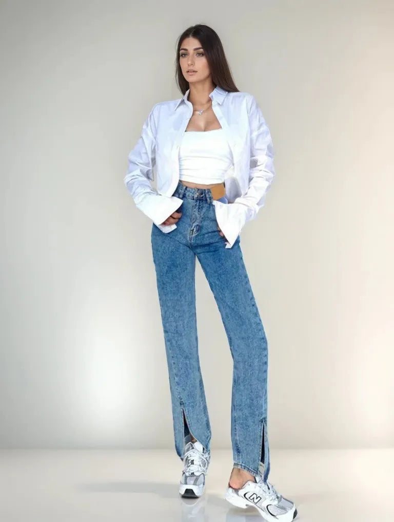 Zadily Summer 2025 Korean Style Long Sleeve White Shirt Sexy Button Detail Crop Top Women's Streetwear Blouse Female Clothing
