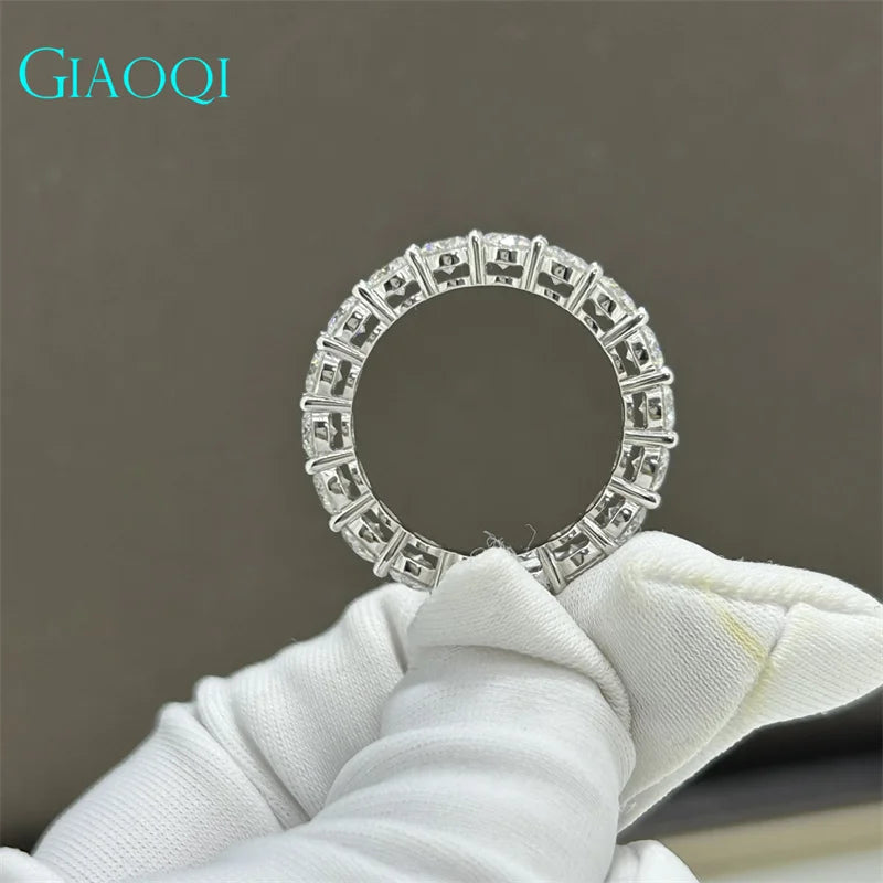 GIAOQI 14K White Gold Total 2 Carat Round Excellent Cut Pass Diamond Tester 3mm D Color Moissanite Wedding Ring Princess Jewelry