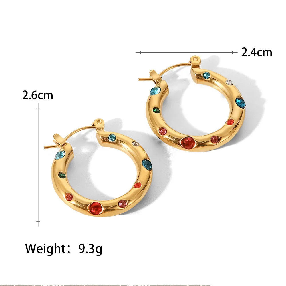 ZAKOL Y2K Trendy U Shape Stainless Steel Round Earrings For Women Girls Gold Color Imitation Pearl Crystal Ears Jewelry Gifts