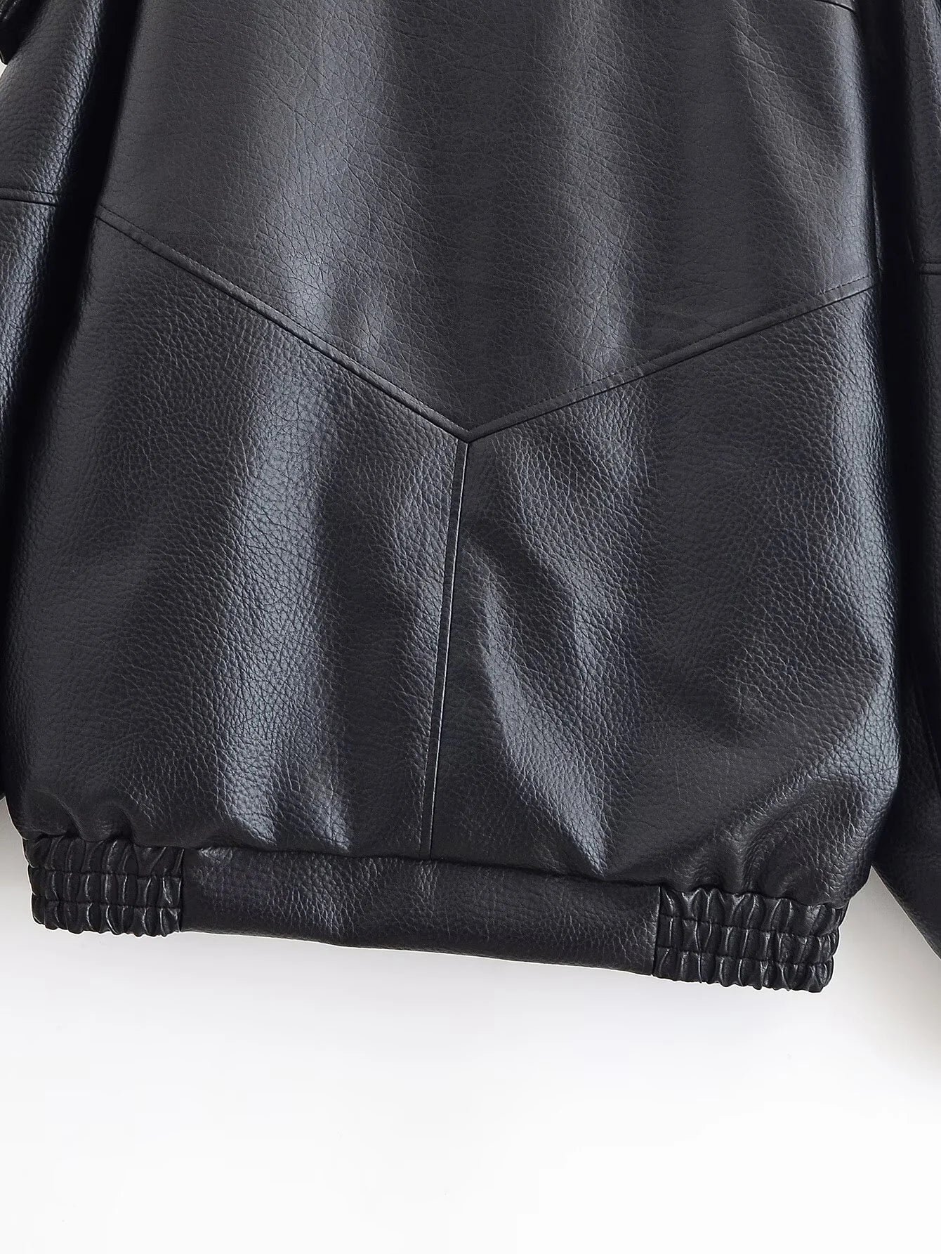 ZERAINS Autumn new women's clothing European and American fashion loose imitation leather long sleeved stand up collar jacket