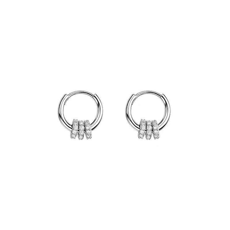 New Authentic 925 Sterling Silver Dainty Small Zircon Inlaid Round Circle Hoop Earrings for Women Gold Earrrings Jewelry