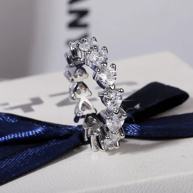 925 Silver New Promise Rings for Women Dazzling Cubic Zircon Graceful Accessories Party Fine Girl Gift Trendy Jewelry Wholesale