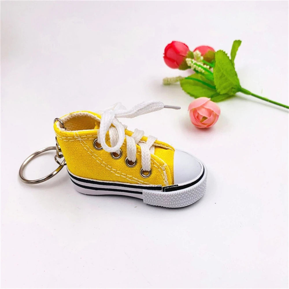 Mini High-top Canvas Shoes Keychains Women Creative Bag Hanging Sneaker Key Ring Car Key Holder Students Fun Gifts Accessories