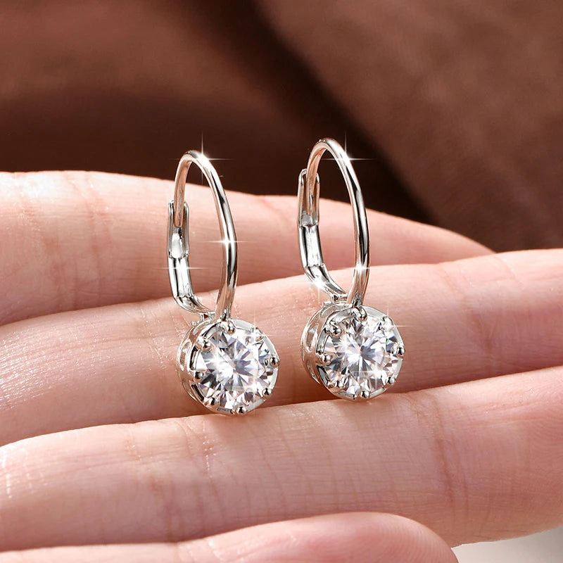 RAPRGOLD 1.0CT Round Moissanite Classic Clip Hoop Earrings for Women 14K Gold Filled Delicate Huggie Jewelry Anniversary Gifts