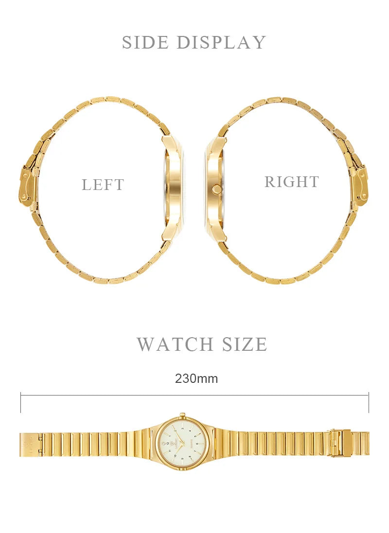 LIEBIG Japan Quart Movement Women Mens Watches Luxury Stainless Steel Female Ladies Golden Wristwatch Clock Relogio Feminino