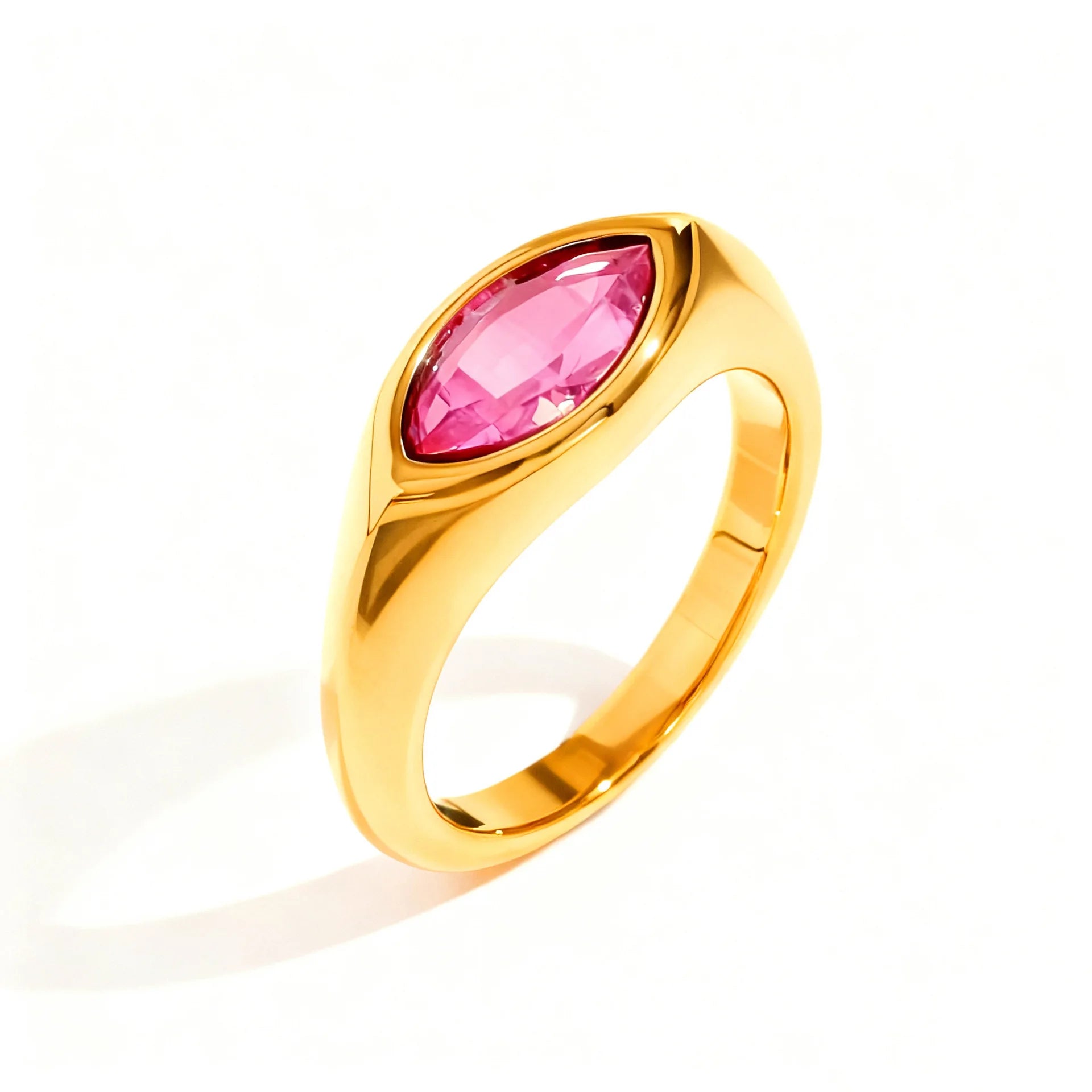 Women's Titanium Steel Marquise Cut Ring  4 Colors Korean Inspired Light Luxury Jewelry Hypoallergenic Stackable Dainty Ring