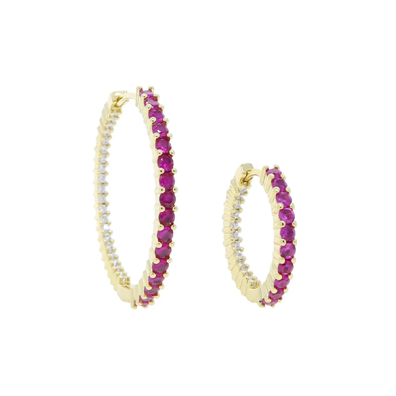 5 Color 20MM 40MM Two Sized Huggie Hoop Earring Yellow Red Whit Black Cubic Zirconia Classic High Quality Fashion Women Jewelry
