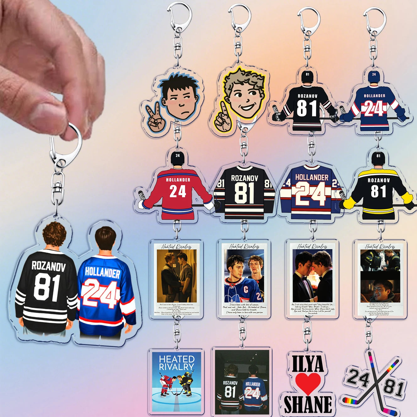 Hot Heated Rivalry Keychain for Accessorie Bag Chaim Shane Hollander Ilya Rozanov LGBT Lovers Keyrings Jewelry Freinds Gifts