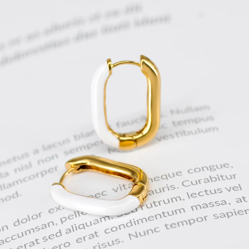 Multicolour Enamel Hoop Earrings for Women 925 Silver Needle Candy Color Huggie Earrings Trendy Party Girls Jewelry Gift