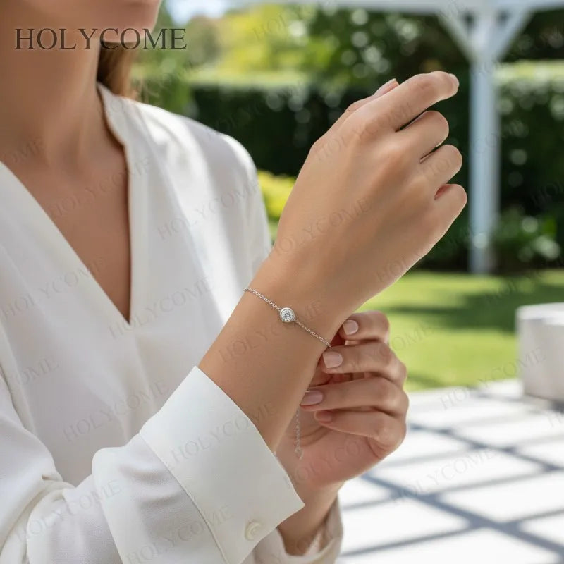 Dainty Custom Bracelet Moissanite Multishapes 1CT-2CT D Color Minimalist Jewelry for Daily Wear Christmas Special Occasions