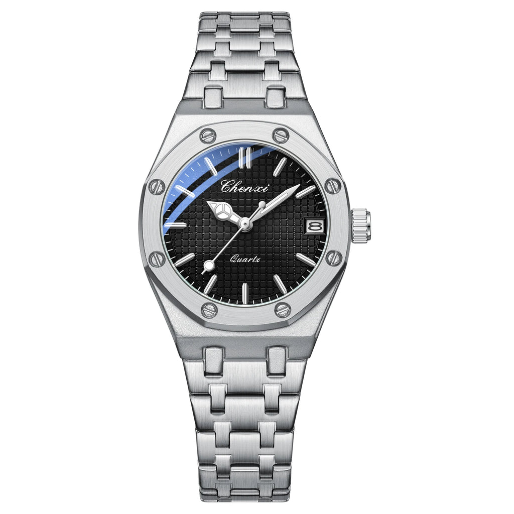 CHENXI Solid Steel Strip Women's Watches Ladies Casual Fashion Small Grid Dial Quartz Wristwatch for Girl Waterproof Luminous