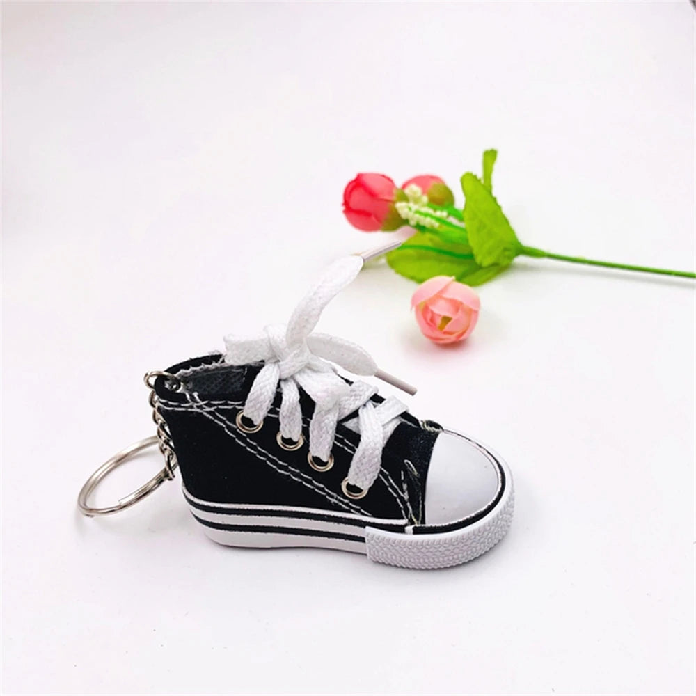 Mini High-top Canvas Shoes Keychains Women Creative Bag Hanging Sneaker Key Ring Car Key Holder Students Fun Gifts Accessories