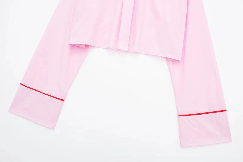 2024 Spring Woman Sets Lapel Long Sleeves Single Breasted Shirt Top +Mid Elastic Waist Lace-Up Female Wide Leg Long Pant