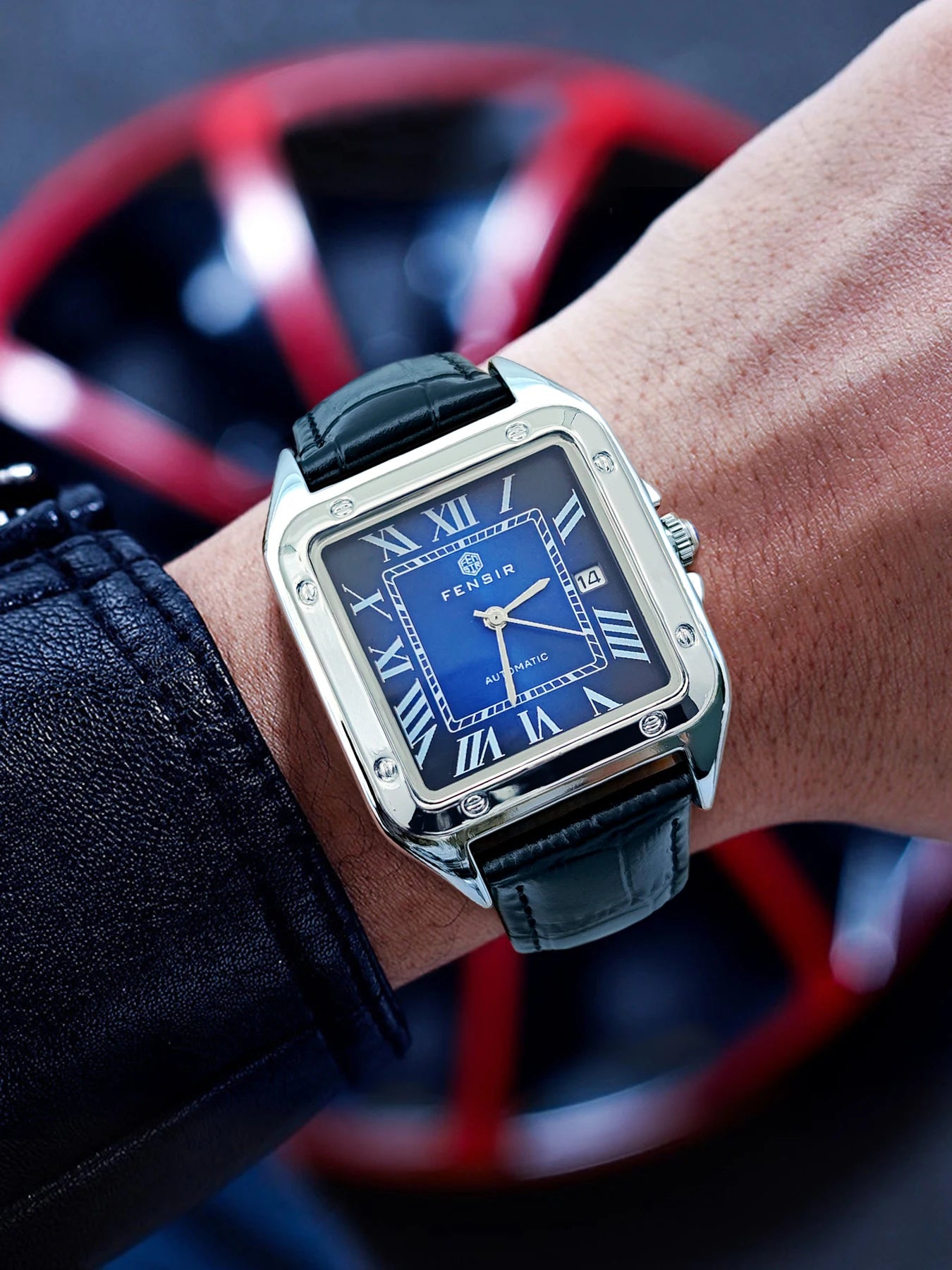 High-End Business Casual Men's Quartz Watch, Square Dial, Waterproof with Calendar Display, Leather Strap, European and American Style, Fashionable, Simple, Versatile and Handsome Men's Watch, Suitable for Various Occasions,