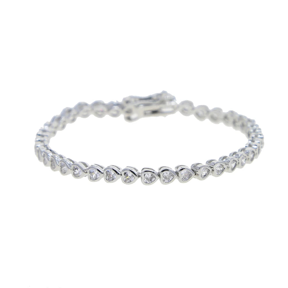 5A Cubic Zirconia CZ Tennis Bracelet 17CM 19CM Bezel Setting Simple Classic Women Girl Chain Jewelry