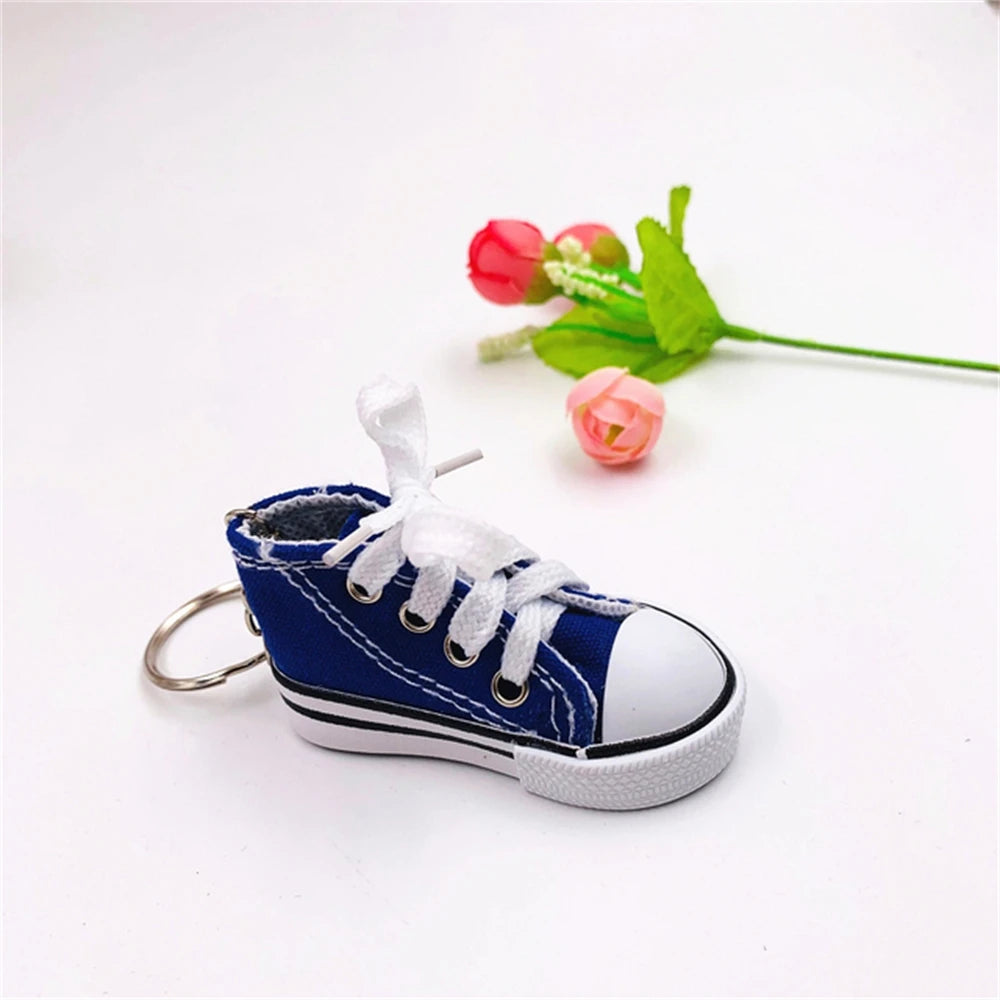 Mini High-top Canvas Shoes Keychains Women Creative Bag Hanging Sneaker Key Ring Car Key Holder Students Fun Gifts Accessories