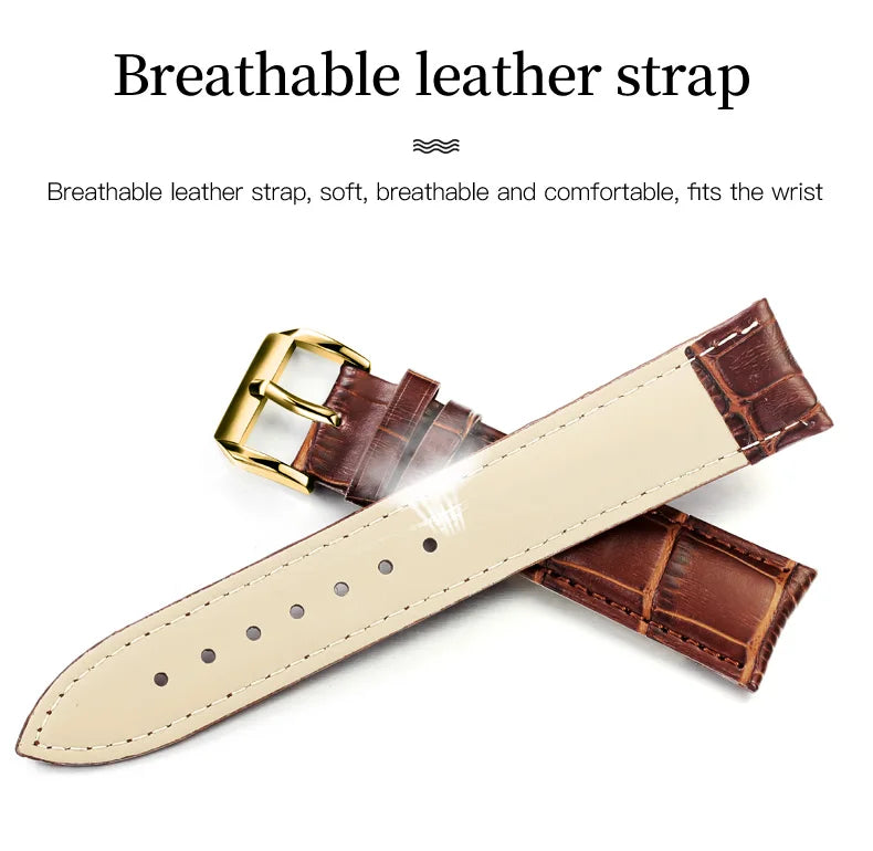 OLEVS 5566 Fashion Quartz Watch for Men and Women Leather Strap Waterproof Original Watch Arabic Numeral Scale Giving to Elders