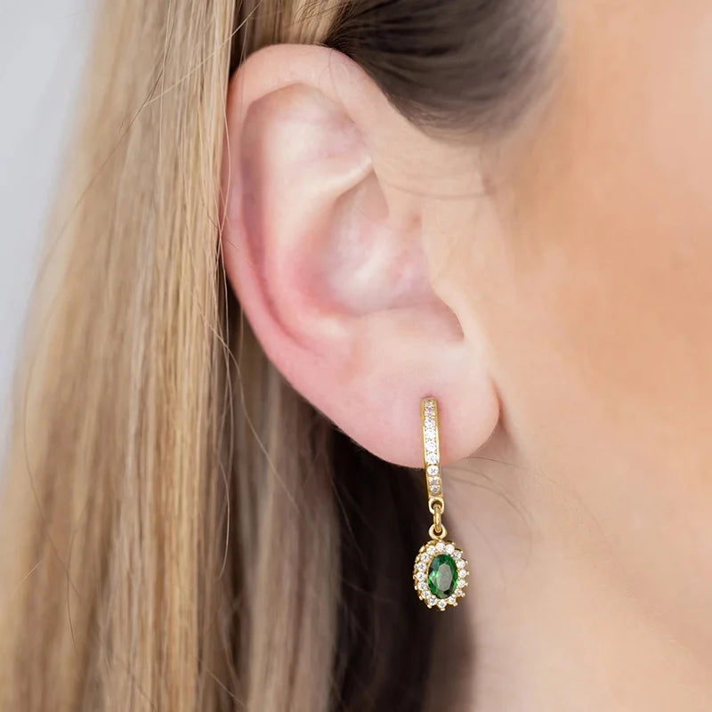 925 Sterling Silver Ear Needle Earrings White Crystal Hoop Earrings For Women Minimalist Opal Pendant Earrings Jewelry Gifts