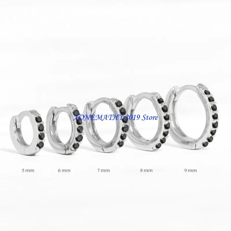 F42F Dazzling Zirconia Circle Hoops Hoops Huggie Hinged Earrings for Everyday Wear