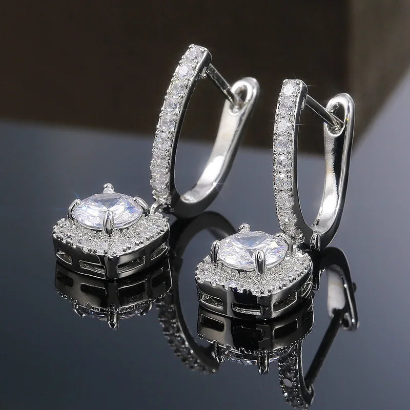 2CT Moissanite Huggie Hoop Earring for Women Lab Created Diamond 925 Sterling Silver Dainty Hoop Dangle Earring Fine Jewelry
