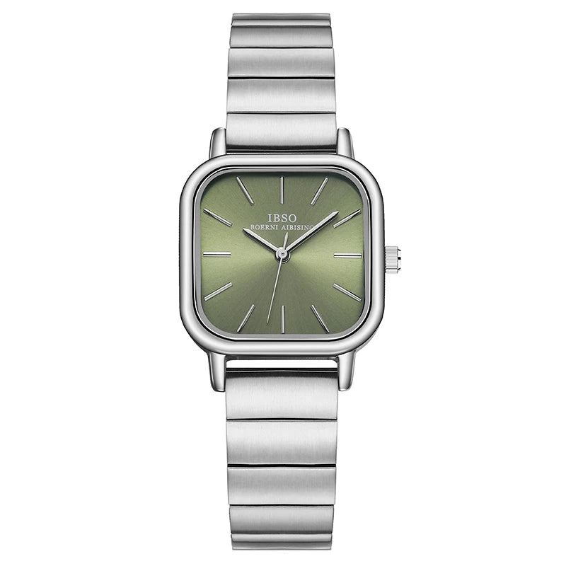 IBSO 2022 New Women Quartz Watches Waterproof Japanese Movement Stainless Steel Strap Square Dial Elegant Female Wristwatches