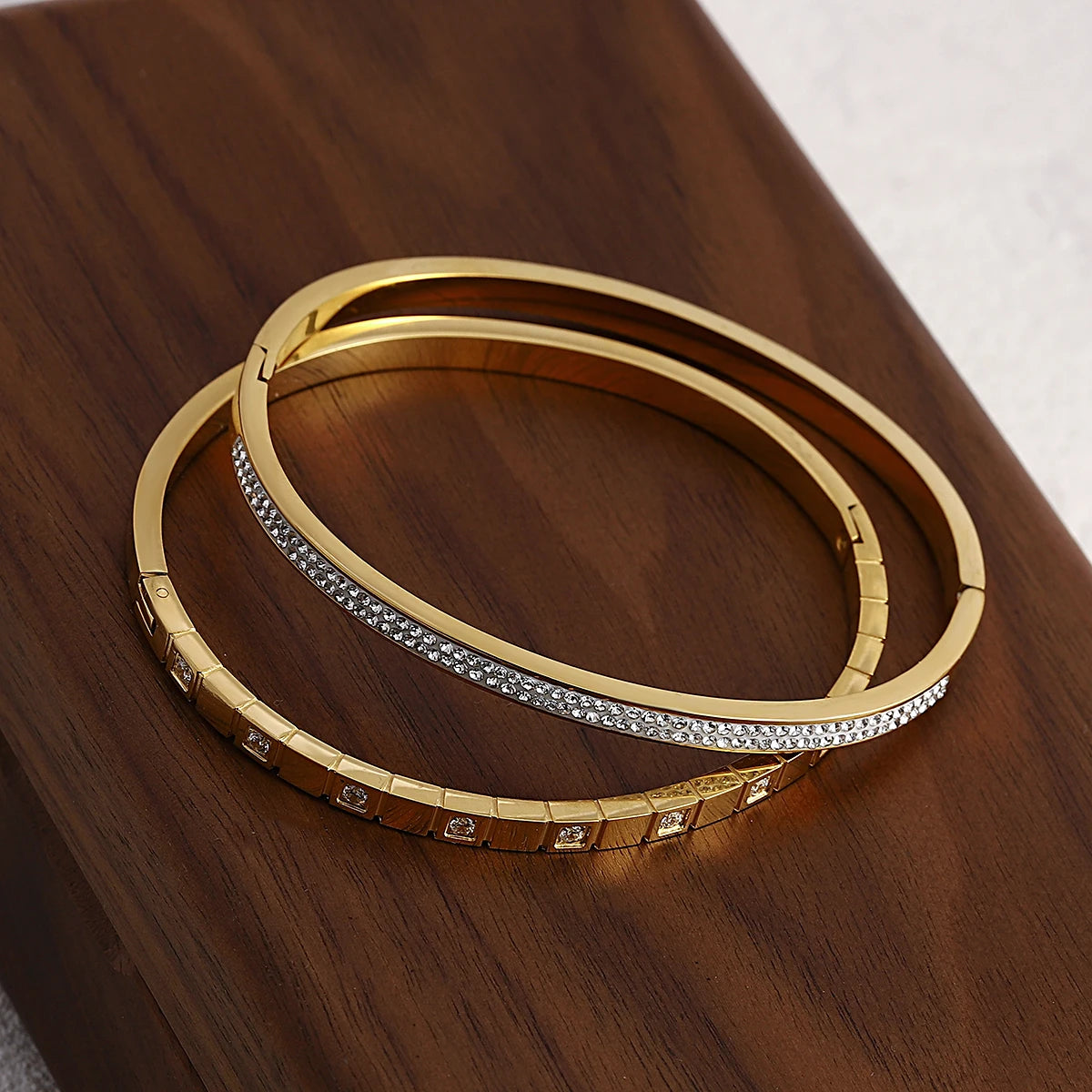 Greatera Trendy Gold Plated 316L Stainless Steel Bangles Bracelets for Women Delicate Cubic Zirconia Bracelet Party Jewelry 2024