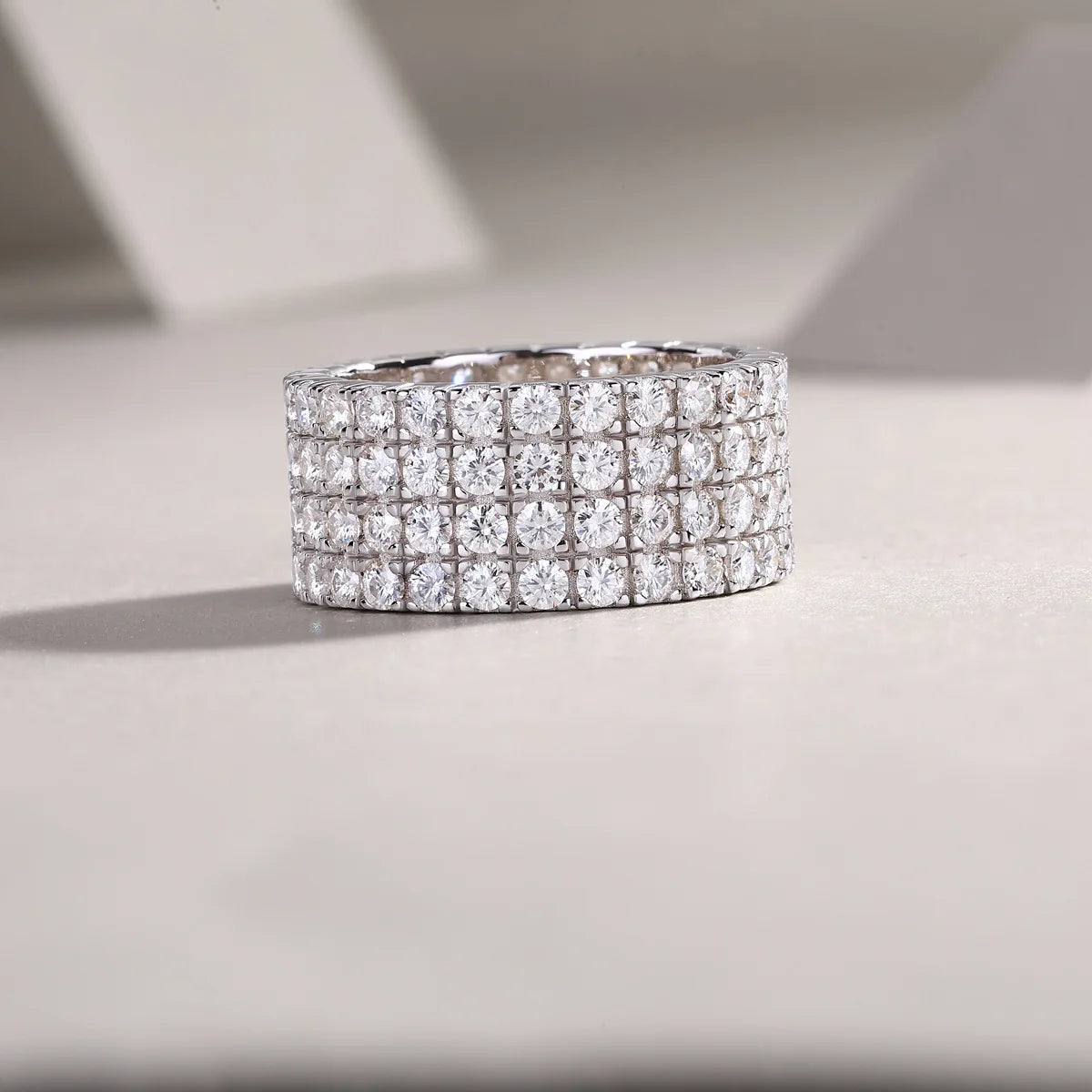 D Color Women Moissanite Ring s925 Silver Round Cut Moissanite Row Rings for Women Luxury Women Full Moissanite Ring